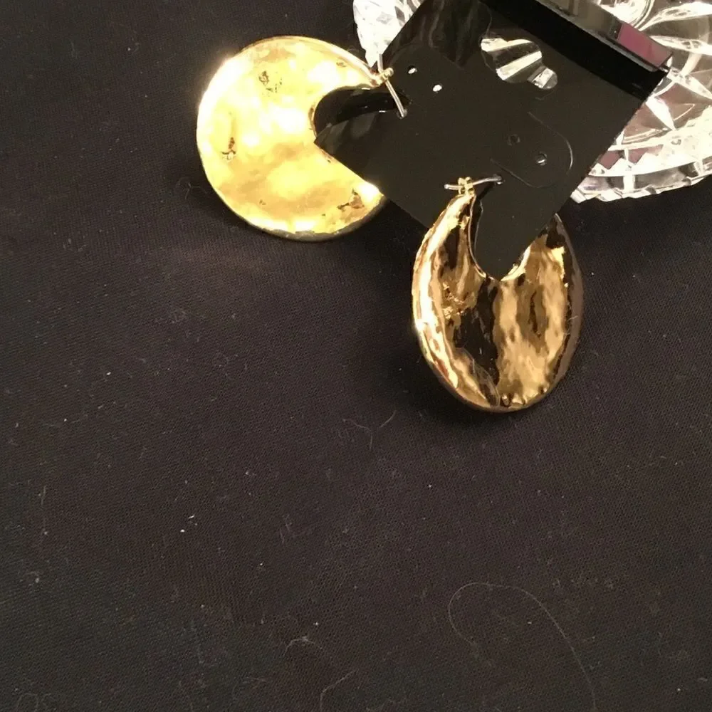Goldtone Hammered Circle Post Earrings